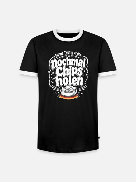 Nochmal Chips holen Taktik - Männer Kontrast-T-Shirt - Schwarz/Weiß