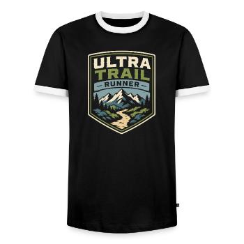 Ultra Trail Runner - Men's Ringer Shirt - black/white - Front - AI Model Female 172 light (172cm) & AI Model Male 178 light (178cm)