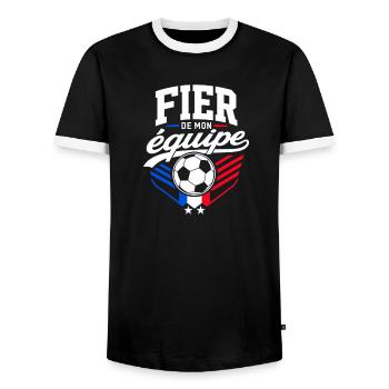 Fier de mon Équipe - Supporter Football France - T-shirt contrasté Homme - noir/blanc - Devant - AI Model Female 172 light (172cm) & AI Model Male 178 light (178cm)