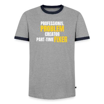 Professioneller Problem-Erfinder Lustiges Arbeitskleidungsdesign - Männer Kontrast-T-Shirt - Grau/Navy  - Vorne - AI Model Female 172 light (172cm) & AI Model Male 178 light (178cm)