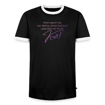 Voltigieren 600 kg Kraft – Pferdesport Geschenk - Männer Kontrast-T-Shirt - Schwarz/Weiß - Vorne - AI Model Female 172 light (172cm) & AI Model Male 178 light (178cm)