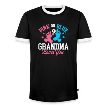 Rosa oder blaue Oma liebt dich Geschlechtsoffenbarung - Männer Kontrast-T-Shirt - Schwarz/Weiß - Vorne - AI Model Female 172 light (172cm) & AI Model Male 178 light (178cm)