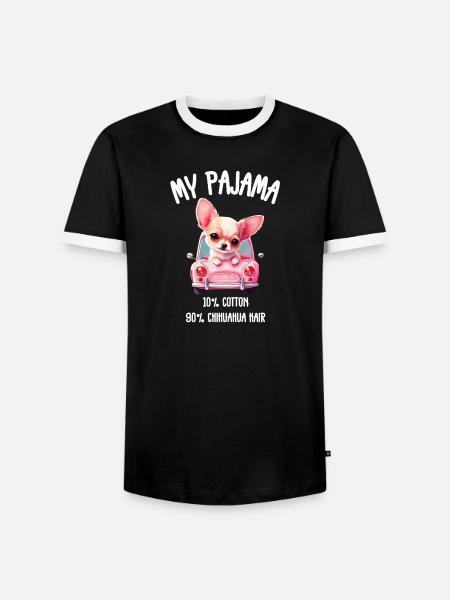 Hunde-Chihuahua-Schlafanzug - Männer Kontrast-T-Shirt - Schwarz/Weiß