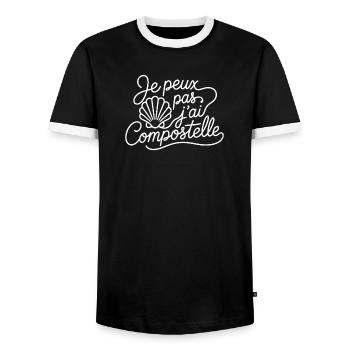 Je peux pas j'ai Compostelle - T-shirt contrasté Homme - noir/blanc - Devant - AI Model Female 172 light (172cm) & AI Model Male 178 light (178cm)