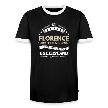 C’est une chose de Florence que tu ne comprendrais pas - T-shirt contrasté Homme - noir/blanc - Devant - AI Model Female 172 light (172cm) & AI Model Male 178 light (178cm)