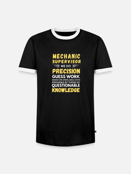 Mechanikerleiter: Wir machen Präzision, keine Raten. - Männer Kontrast-T-Shirt - Schwarz/Weiß