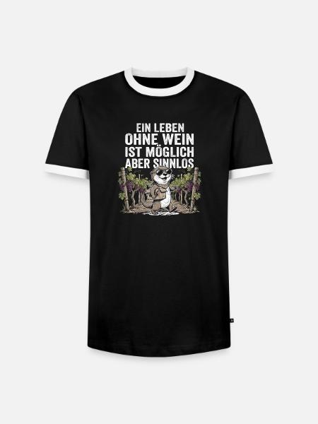 Lustiger Otter Wein Experte - Männer Kontrast-T-Shirt - Schwarz/Weiß