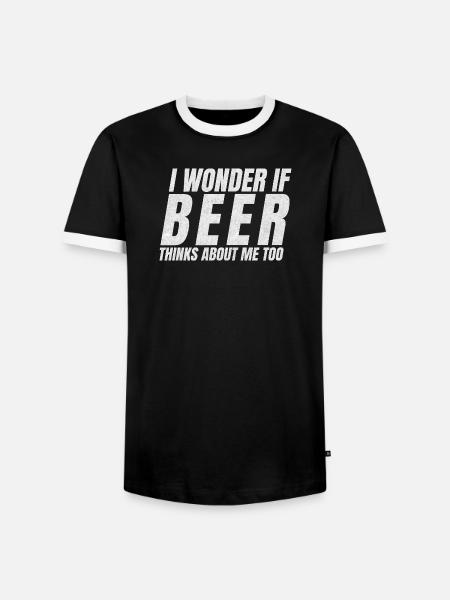 BEER THINKING ABOUT ME - Männer Kontrast-T-Shirt - Schwarz/Weiß