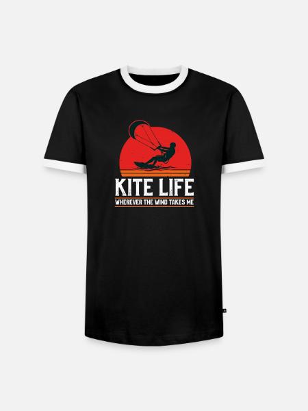 Kite Life Retro - Männer Kontrast-T-Shirt - Schwarz/Weiß