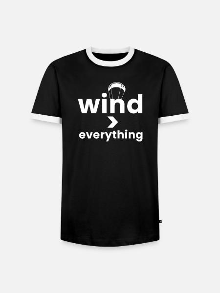 Wind > Everything - Männer Kontrast-T-Shirt - Schwarz/Weiß