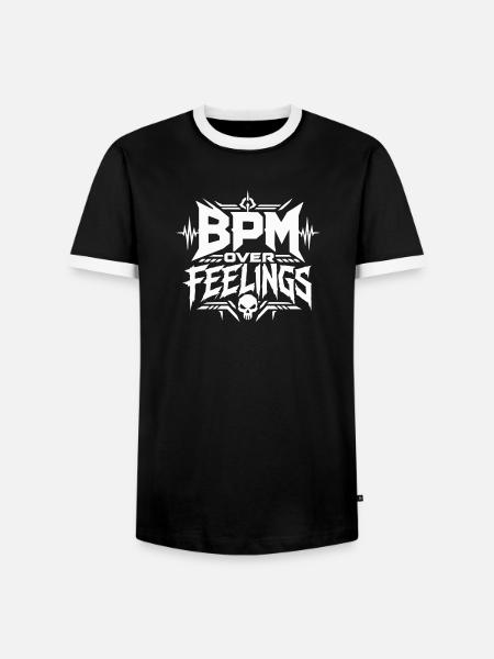 BPM Over Feelings Hard Techno Rave - Männer Kontrast-T-Shirt - Schwarz/Weiß