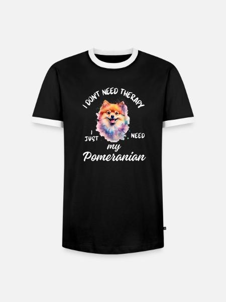 Lächelnder Aquarell-Pomeranian - Männer Kontrast-T-Shirt - Schwarz/Weiß