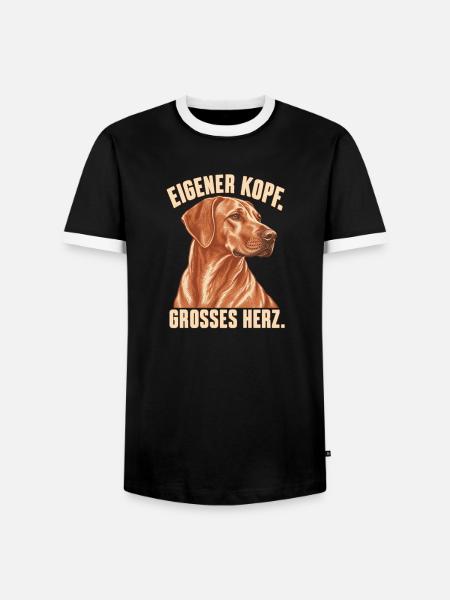 Ridgeback – Eigener Kopf. Großes Herz. - Männer Kontrast-T-Shirt - Schwarz/Weiß