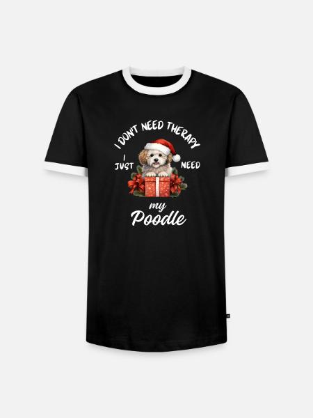 Weihnachtspudel-Welpen-Geschenkbox - Männer Kontrast-T-Shirt - Schwarz/Weiß