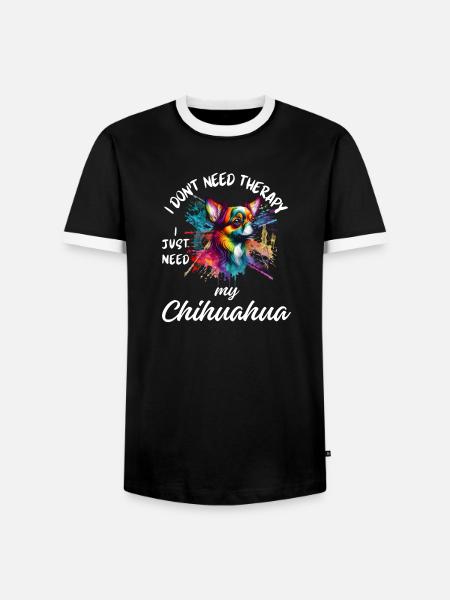 Bunter Regenbogenspritzer Chihuahua - Männer Kontrast-T-Shirt - Schwarz/Weiß