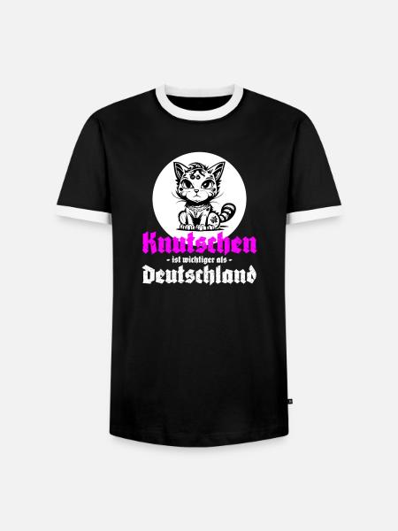 Knutschen ist wichtiger als Deutschland - Männer Kontrast-T-Shirt - Schwarz/Weiß