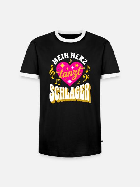 Schlagerherz im Tanzfieber - Männer Kontrast-T-Shirt - Schwarz/Weiß