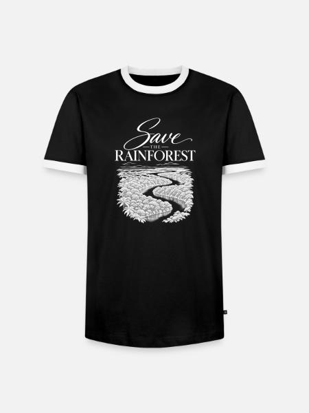 Tropischer Flusspfad Palmwald - Männer Kontrast-T-Shirt - Schwarz/Weiß
