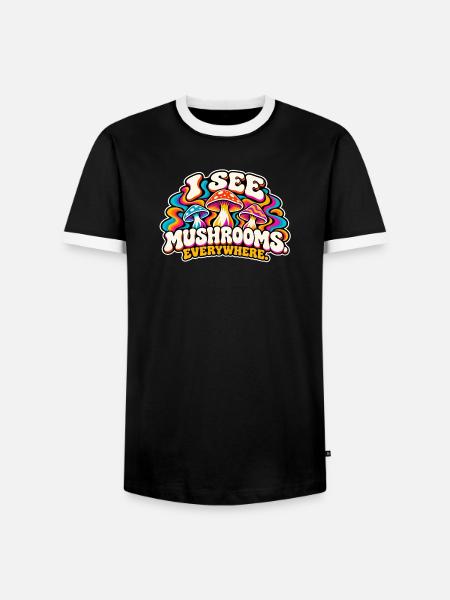 Ich sehe Pilze überall - Männer Kontrast-T-Shirt - Schwarz/Weiß