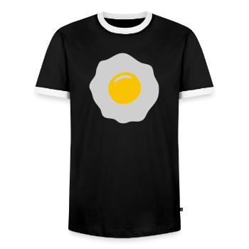 egg ei spiegelei - Männer Kontrast-T-Shirt - Schwarz/Weiß - Vorne - AI Model Female 172 light (172cm) & AI Model Male 178 light (178cm)