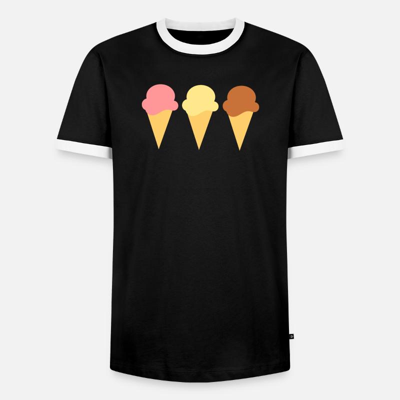 Eis Eiscreme Erdbeereis Vanilleeis Schokoeis - Männer Kontrast-T-Shirt - Schwarz/Weiß