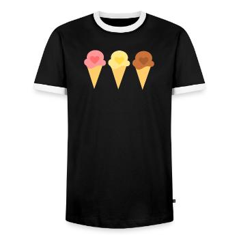 Ice Heart Ice Cream Strawberry Ice Cream Ice Cream Shop Gift - Men's Ringer Shirt - black/white - Front - AI Model Female 172 light (172cm) & AI Model Male 178 light (178cm)