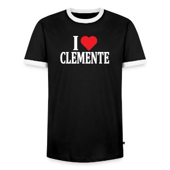 T-Shirt Ich liebe Clemente T-Shirt Geschenkidee - Männer Kontrast-T-Shirt - Schwarz/Weiß - Vorne - AI Model Female 172 light (172cm) & AI Model Male 178 light (178cm)