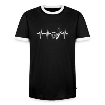 basketball hoop pulse heartbeat streetball icon - Men's Ringer Shirt - black/white - Front - AI Model Female 172 light (172cm) & AI Model Male 178 light (178cm)