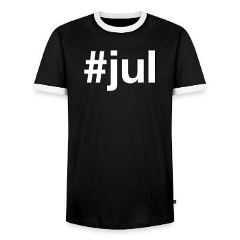 JUL Christmas Hashtag - Männer Kontrast-T-Shirt - Schwarz/Weiß - Vorne - AI Model Female 172 light (172cm) & AI Model Male 178 light (178cm)
