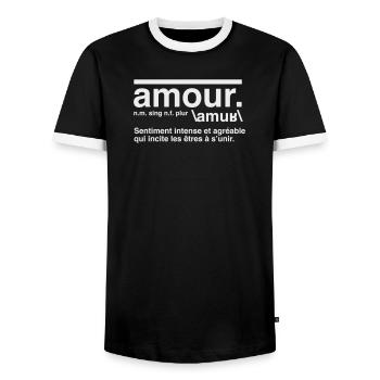 Amour Définition Style Dictionnaire  - T-shirt contrasté Homme - noir/blanc - Devant - AI Model Female 172 light (172cm) & AI Model Male 178 light (178cm)