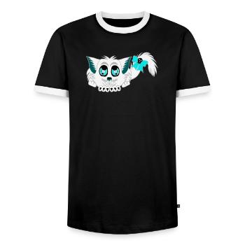 Geister-katze, Halloween Outfit, Mädchen - Männer Kontrast-T-Shirt - Schwarz/Weiß - Vorne - AI Model Female 172 light (172cm) & AI Model Male 178 light (178cm)