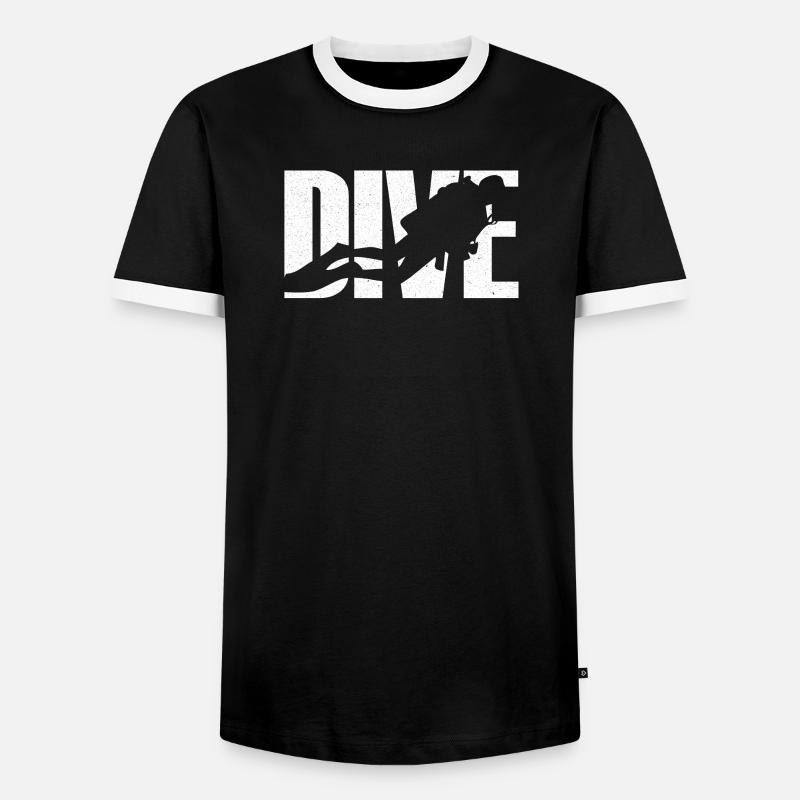 Diving diver - Men's Ringer Shirt - black/white