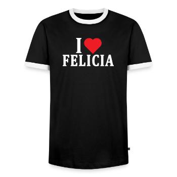 T-Shirt Ich liebe Felicia T-Shirt Geschenkidee - Männer Kontrast-T-Shirt - Schwarz/Weiß - Vorne - AI Model Female 172 light (172cm) & AI Model Male 178 light (178cm)
