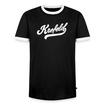 Krefeld Retro - Men's Ringer Shirt - black/white - Front - AI Model Female 172 light (172cm) & AI Model Male 178 light (178cm)