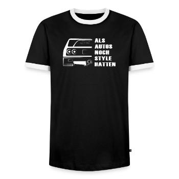 autos style f40 oldtimer Symbol sportscars Auto - Männer Kontrast-T-Shirt - Schwarz/Weiß - Vorne - AI Model Female 172 light (172cm) & AI Model Male 178 light (178cm)
