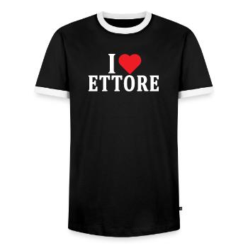 t-shirt J’adore l’idée cadeau du t-shirt Ettore - T-shirt contrasté Homme - noir/blanc - Devant - AI Model Female 172 light (172cm) & AI Model Male 178 light (178cm)