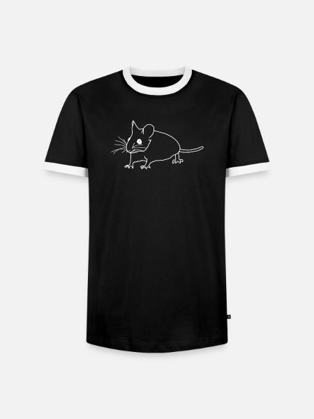 Mouse lineart - Men's Ringer Shirt - black/white