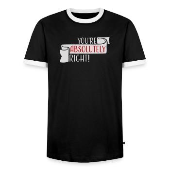 You're Absolutely Right Lustig Sarkastisch KI Logo - Männer Kontrast-T-Shirt - Schwarz/Weiß - Vorne - AI Model Female 172 light (172cm) & AI Model Male 178 light (178cm)