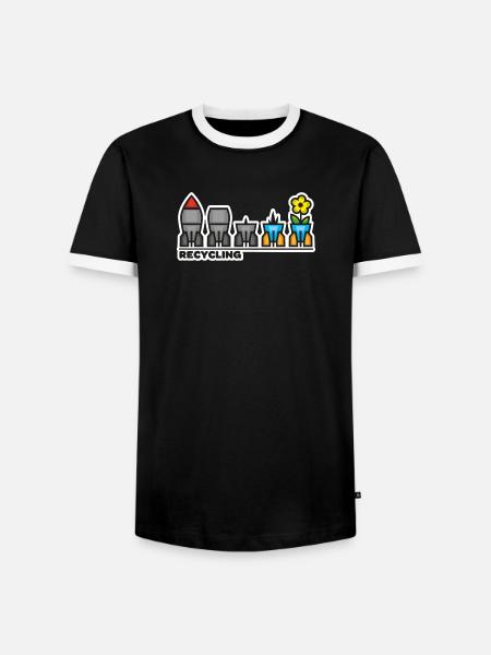 krieg frieden blume - Männer Kontrast-T-Shirt - Schwarz/Weiß