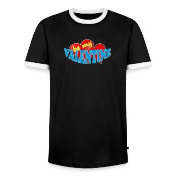 VALENTINE - Männer Kontrast-T-Shirt - Schwarz/Weiß - Vorne - AI Model Female 172 light (172cm) & AI Model Male 178 light (178cm)