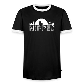 Köln Nippes Veedelstuff - T-Shirts & mehr - Männer Kontrast-T-Shirt - Schwarz/Weiß - Vorne - AI Model Female 172 light (172cm) & AI Model Male 178 light (178cm)