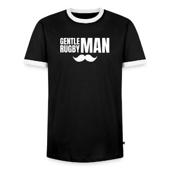 rugby, rugbyman, rugby sport, rugby humour - Men's Ringer Shirt - black/white - Front - AI Model Female 172 light (172cm) & AI Model Male 178 light (178cm)
