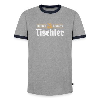 Carpenter Craft Guild Sign Guild Craftsman - Men's Ringer Shirt - grey/navy  - Front - AI Model Female 172 light (172cm) & AI Model Male 178 light (178cm)