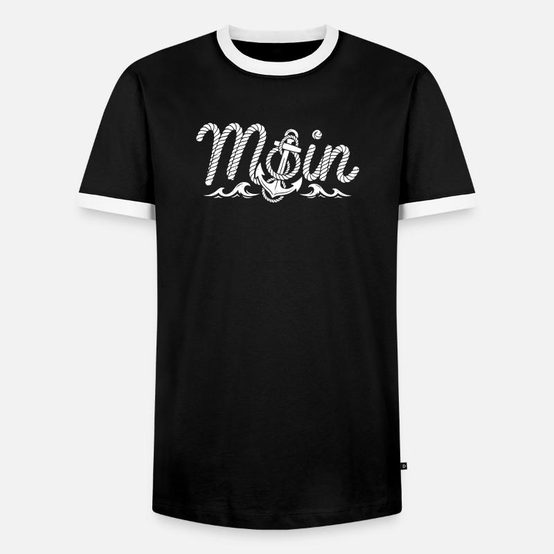 Moin mit Anker - Männer Kontrast-T-Shirt - Schwarz/Weiß
