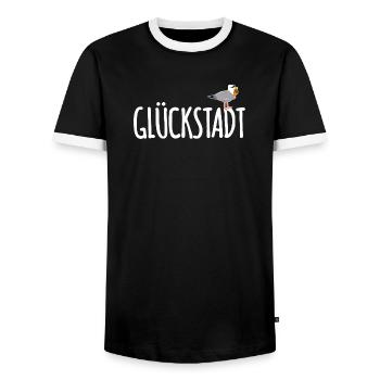 Glückstadt Möwe Elbe - Männer Kontrast-T-Shirt - Schwarz/Weiß - Vorne - AI Model Female 172 light (172cm) & AI Model Male 178 light (178cm)