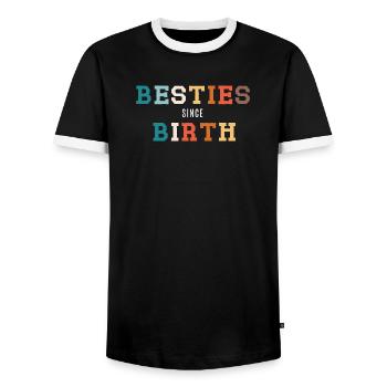 Besties seit Geburt - Männer Kontrast-T-Shirt - Schwarz/Weiß - Vorne - AI Model Female 172 light (172cm) & AI Model Male 178 light (178cm)