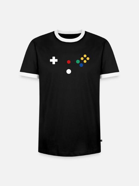 Retro Controller - Männer Kontrast-T-Shirt - Schwarz/Weiß