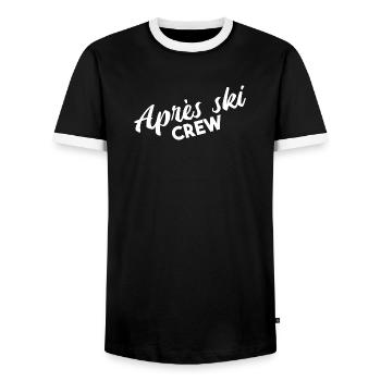 Après Ski Crew Party Vibes - Men's Ringer Shirt - black/white - Front - AI Model Female 172 light (172cm) & AI Model Male 178 light (178cm)