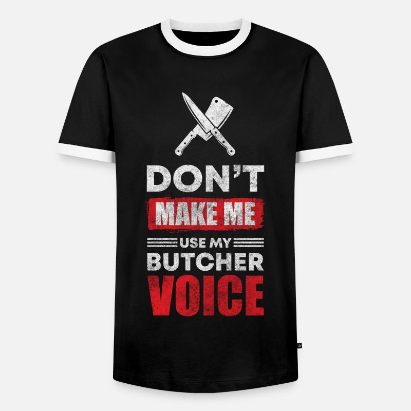 Schlachter Fleischerei Wurst - Männer Kontrast-T-Shirt - Schwarz/Weiß
