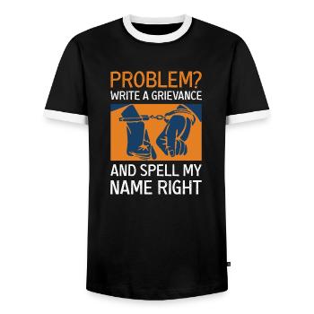 Gardien de prison Prison Police Cadeau - T-shirt contrasté Homme - noir/blanc - Devant - AI Model Female 172 light (172cm) & AI Model Male 178 light (178cm)